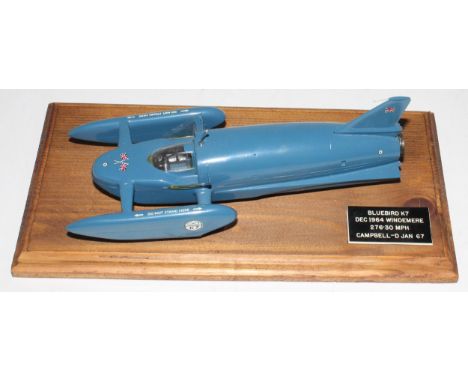 A resin and white metal factory hand built model of a 1/43 scale Sir Malcolm Campbell World Speed Record Bluebird K7 race boa