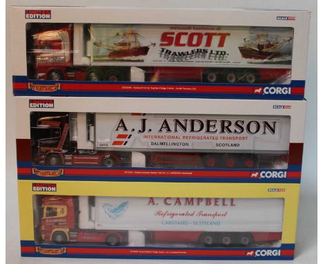 A Corgi Toys Hauliers of Renown 1/50 scale refrigerated road transport diecast group, three examples all appear as issued, to