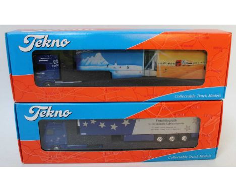 A Tekno 1/50 scale road transport diecast group, two boxed as issued examples to include a Wirtz Scania 144L tractor unit wit