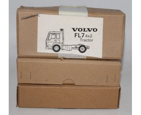 Three various boxed A Smith Auto Models and similar 1/48 scale white metal truck kits to include a Volvo FL7 4x2 tractor unit