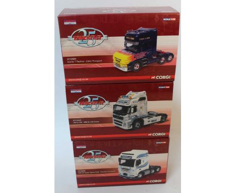 Three various boxed Corgi Toys Truckfest 1/50 scale road transport tractor units, three boxed as issued examples to include R