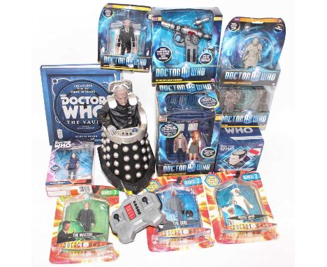 One box containing a collection of various Doctor Who related action figures and accessories, mixed examples to include a cha