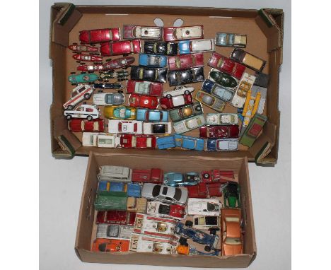 Corgi Toys group of play worn models, includes Saints Volvo and Corgi police VW, in two trays, 60+ items in total (P-G)