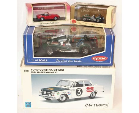 A group of 4 models two are in 1:18 scale boxed and two 1:43rd scale models as follows: 1:18th Autoart Millennium 1964 Ford C