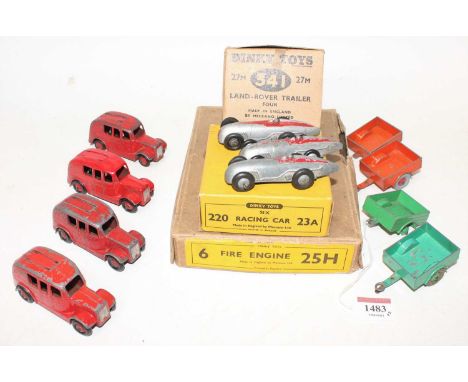 Dinky Toys Trade Box Group, 3 examples to include No.25H Fire Engines, containing 4 examples, all playworn, sold with No.27M/