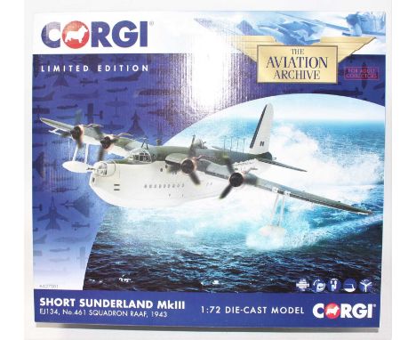 A Corgi Aviation Archive limited edition 1/72 scale model of a Short Sunderland Mk3 No. 461 Squadron aircraft, model No. AA27