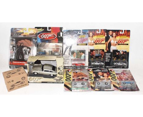 Ten various boxed and carded James Bond 007 diecast vehicles, Action Figures and novelty toys, to include a Playing Mantis Jo