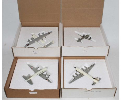 Heathrow Models of England, 1/200th scale white metal aircraft group, 4 examples to include BEA Viking, BOAC Argonaut, Hasbin