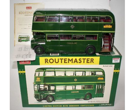 A Sunstar 1/24 scale boxed model of a No. 2904 RMC 1453 Greenline double decker bus housed in the original polystyrene packag