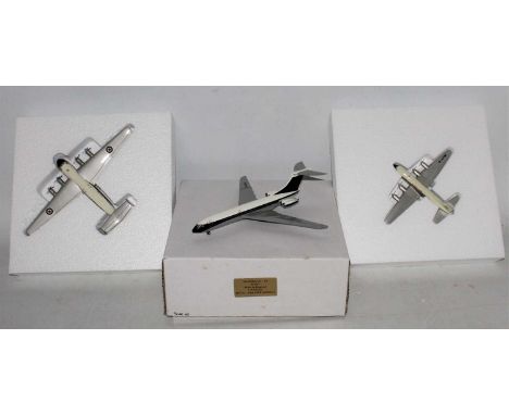 A group of 3 factory built metal aircraft, made in England by Metal Airliner Models and Heathrow Models, approx. 1:200 Scale 