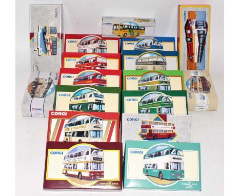 17 various boxed as issued Corgi and Corgi Classic public transport diecast vehicles, mixed examples to include the Yorkshire