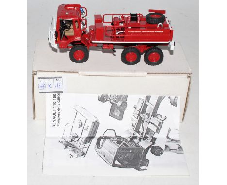 An MVI Mini Vehicle Incendies 1/50 scale kit built model of a Renault 6x6 Gironde fire vehicle, model No. K87 housed in the o