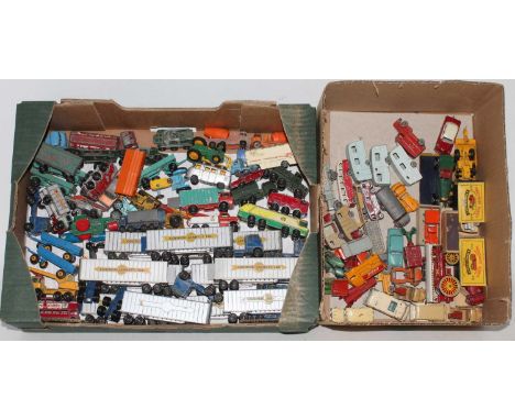 Group of mainly Matchbox 1-75 models in play worn condition, includes "Milbro Lesley Bait Press" 60+ models in total, (P-G)