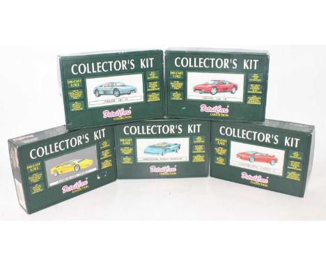 Corgi Deetail Collection 1/43rd scale diecast kit group, 5 examples to include Lamborghini Diablo S, Ferrari 384, Diablo Road