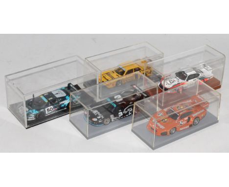 Five various plastic cased 1/43 scale high speed racing car kits to include Starter Kits, Provence Moulage, and SMTS and othe
