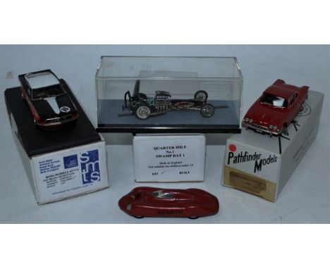 Four various white metal resin and diecast factory hand built and manufactured mixed saloons, to include an SMTS Boss Models 