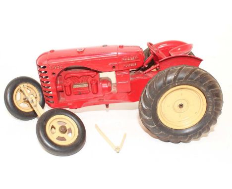A Lesney Moko No. 745D Massey Harris tractor, suitable for spares and repairs, comprising of red body with yellow wheels, mis