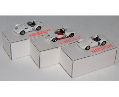 A Nestor 1/43 scale white metal and resin hand built Chaparral race car group to include a Chaparral MK2 1963 Laguna Seca rac