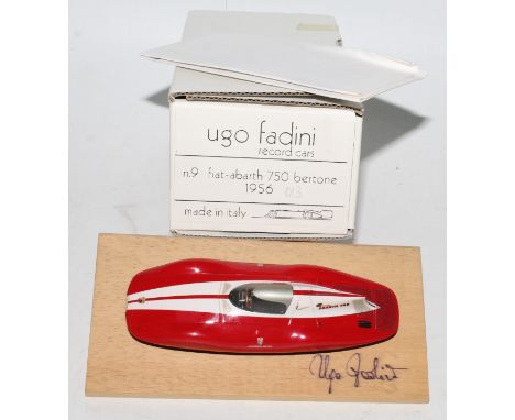 An Ugo Fadini of Italy 1/43 scale factory hand built model of a No. 9 Fiat Arbath 750 Bertone 1956, housed in the original ca