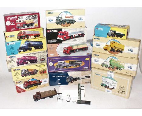 Corgi Toys group of 16 boxed Corgi classic trucks to include, CC10202 Pickfords ERF low loader and a London Brick Albion cab 