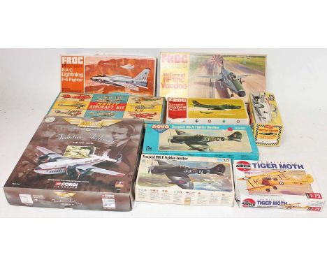 A group of 8 model aircraft kits to include a Merit Aircraft kit in 1:48th scale and other kits by Frog. Novo and Airfix (Fro