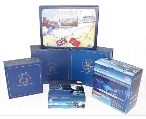 Six various boxed 1/72 and 1/144 scale boxed aircraft by Hobbymaster and Oxford, examples to include a Hobbymaster HA8001B Ha