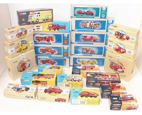20+ various boxed mainly Corgi modern release fire service and fire engine vehicles, mixed series to include a Milwaukee Mach