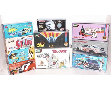 A group of 10 NASCAR TV related models in 1:18th and 1:24th scale by Revell, Action Toys, Team Calibre, Themes include Batman