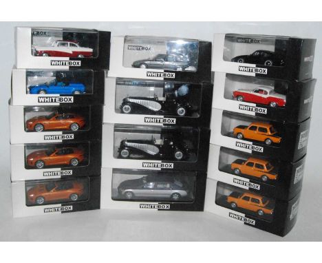 14 various boxed as issued Whitebox Collectors model cars, all 1/43 scale, example to include a Jaguar E-type S 2014 car, a S