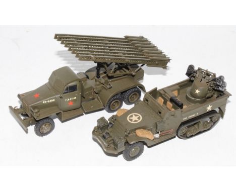 A Hart Smith Models 1/48 scale white metal military vehicle group to include a Studebaker US6 rocket firing vehicle finished 