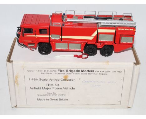 A Fire Brigade Models of Surrey 1/48 scale white metal and resin kit built model of an air filled major foam vehicle (Carmich