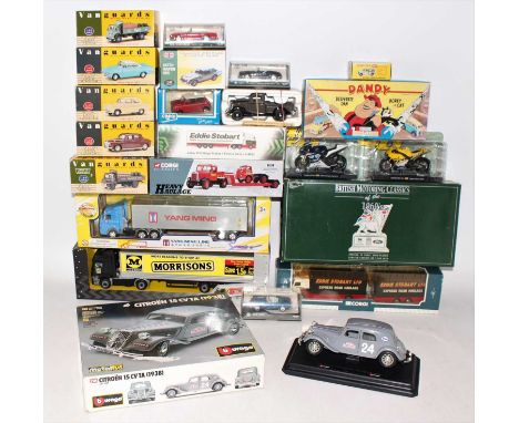 One box containing a large quantity of mixed modern issue diecast to include Corgi, Bburago, Dinky Toy Atlas edition, and Van