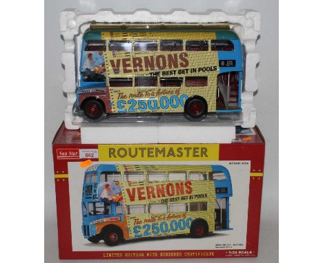 Sun Star 1:24th Scale Routemaster bus in "Vernons " livery, complete with cert. Superb (M-BNM)