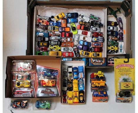 Mixed group of models mainly Matchbox and modern Hot wheels in 1 tray, to include 60 + loose Hot wheels and a Matchbox no.38 