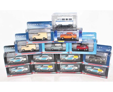 A group of 14 mainly Corgi Vanguard cars, to include many duplicated Rover Vanden Plas models and a Oxford diecast Morris "LC