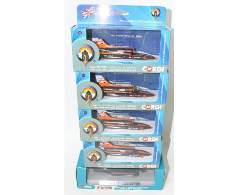 Five various boxed Lledo and Corgi 1/43 scale landspeed record car diecasts to include four boxed Corgi Bloodhound SSC record