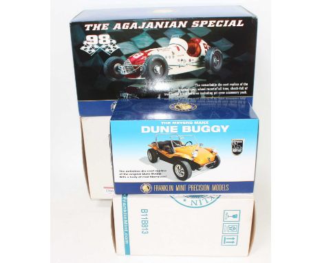 A Franklin Mint boxed diecast group, two examples, both appear as issued to include a 1/16 scale The Agajanian Special finish