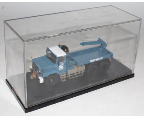 An IMC Models 1/50 scale resin cast model of a Sarens Daf NT3300 heavy haulage crane truck, finished in blue and grey with Sa