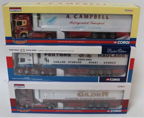 A Corgi Toys Hauliers of Renown 1/50 scale refrigerated road transport diecast group, three examples to include Ref. Nos. CC1