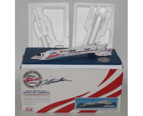 A Scaleworks limited edition 1/43 scale diecast model of the Spirit of America, landspeed record car, housed in the original 