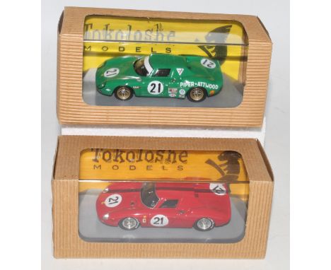 A Tokoloshe Models 1/43 scale factory hand built race car group to include Ref. Nos. TOK19 1968 Ferrari 250 Le Mans Piper/Atw