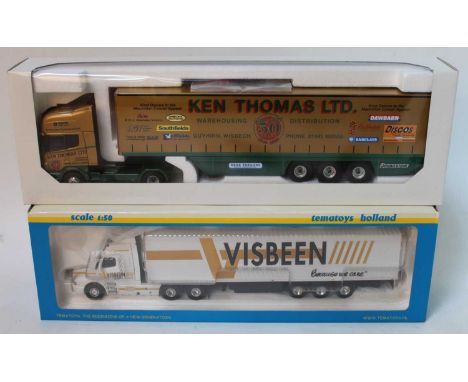 A Tema Toys and Eligor 1/50 scale road transport diecast group to include a Tema Toys Volvo 460 Visbeen Scania teak Volvo T c