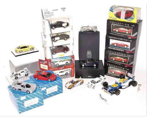 One tray containing a quantity of mainly 1/43 scale diecast and pewter race cars and miniatures, mixed manufactures to includ