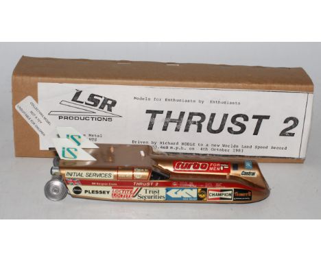 An LSR Productions 1/43 scale white metal kit built model of the Thrust 2 World Landspeed Record car 1983 housed in the origi