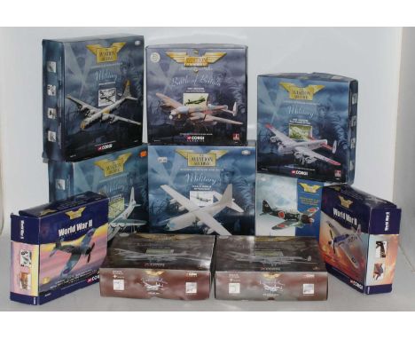 A group lot of 10 Corgi Aviation Archive models as follows: Scales include 1/72 and 1/144, model numbers AA33102, AA32206, AA