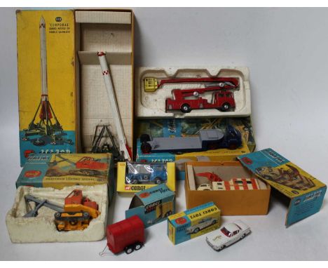 Corgi group lot of play worn and boxed models as follows, No 1100 Bedford low loader (repainted), 1127 Fire engine, 1112 Corp