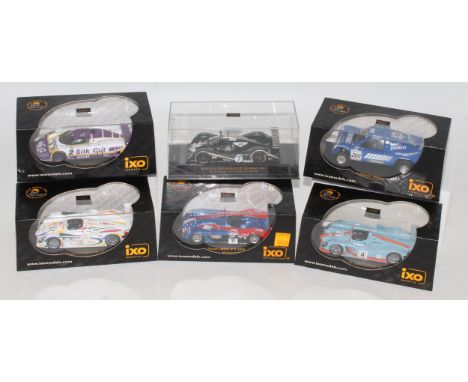 Six various boxed and part boxed Ixo 1/43 scale high speed racing diecasts, to include an Audi R8 Golf 2001 Le Mans race car,