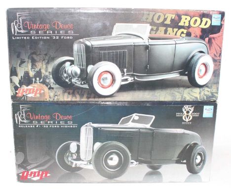 A pair of GMP Vintage Deuce series Hot Rod boxed in 1:18th scale, Ford Highboy, 32 Ford. (BM)