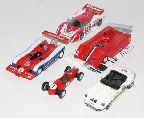 Five various loose resin and white metal 1/43 scale high speed racing factory hand built and kit built race car kits to inclu