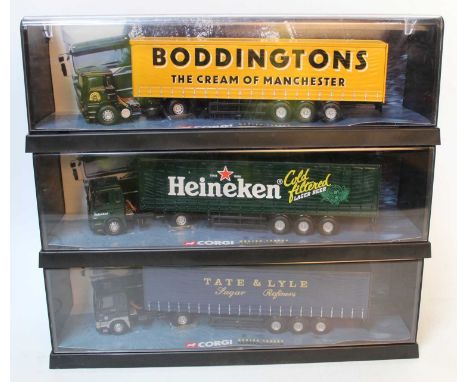 A Corgi Modern Trucks 1/50 scale boxed road transport diecast group to include Ref. No. 75202 Boddingtons ERF curtainside, a 